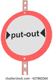 road sign with the text "put-out"