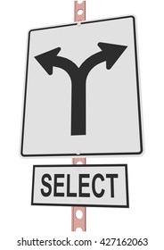 road sign and a sign with the text "SELECT"