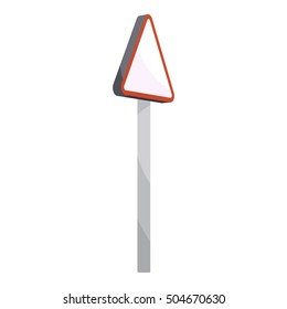 Road sign triangle with red rim icon. Cartoon illustration of road sign triangle with red rim vector icon for web