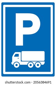 Road Sign For Truck Parking Lot, Vector Icon
