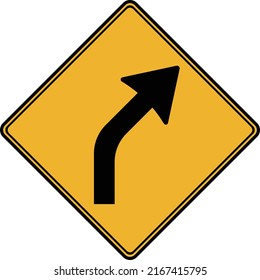 Road sign, the road turns right. Warning to motorists on the road. Vector image.