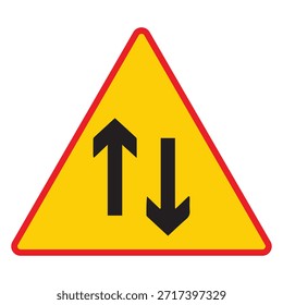 Señal de tráfico de dos vías de advertencia Ilustraciones Vectores Arte