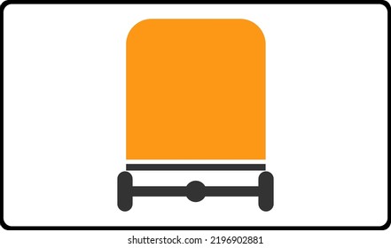 Road sign. Type of vehicle. A sign on vehicles equipped with a sign with dangerous goods. A white rectangle in a black frame. Vector image.