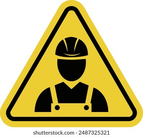 Road sign under construction. Construction sites or road repair areas. Warning yellow triangular sign. Repair work. Safe movement vehicles and pedestrians near construction sites or road repair areas.