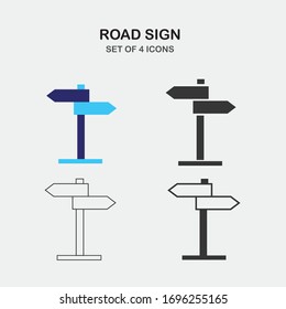 road sign vector icon traffic post
