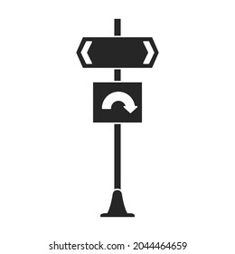Road sign vector icon.Black vector icon road sign isolated on white background .