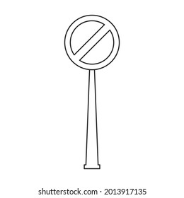 Straßenschild, Vektorsymbol.Umrisslinie Vektorsymbol Straßenschild einzeln auf weißem Hintergrund.