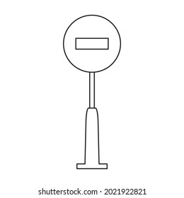 Road sign vector icon.Outline vector icon road sign isolated on white background .