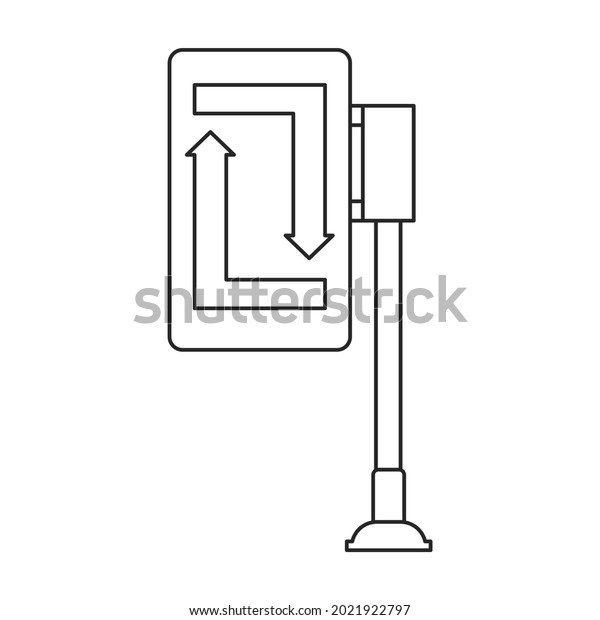 Road sign vector icon.Outline vector icon\
road sign isolated on white background\
.
