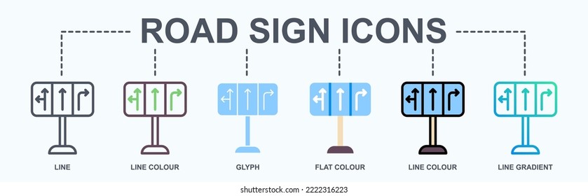 Iconos vectoriales de señalización de ruta. Signo de placa de flecha. Pictograma de dirección. Elementos de diseño de navegación.