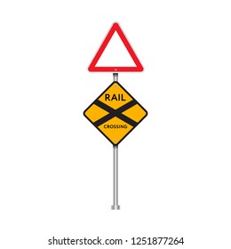 Road Sign Vector Illustration. Rail Sign Object with white Background