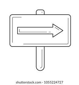 Road sign vector line icon isolated on white background. Road sign line icon for infographic, website or app. Icon designed on a grid system.