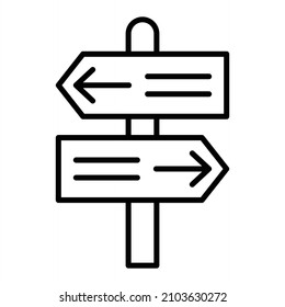 Road Sign Vector Outline Icon Isolated On White Background
