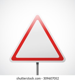 Road sign vector. Triangle warning sign white with red stroke.