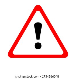 Ein Schild, das vor Gefahr warnt. Ausrufezeichen in einem roten Dreieck. Symbol Vector-Abbildung.