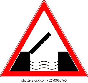 A road sign warning of a drawbridge. Warning for vehicle drivers. Vector image.