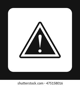 Road sign warning icon in simple style isolated on white background. Alert symbol