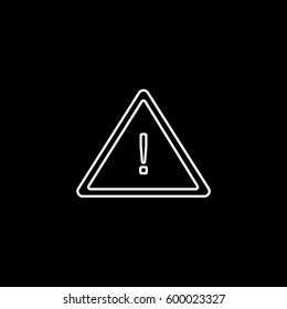 Road Sign Warning Notice Line Icon On Black Background