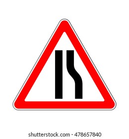 Road Sign Warning Restriction Right Side Road on White Background