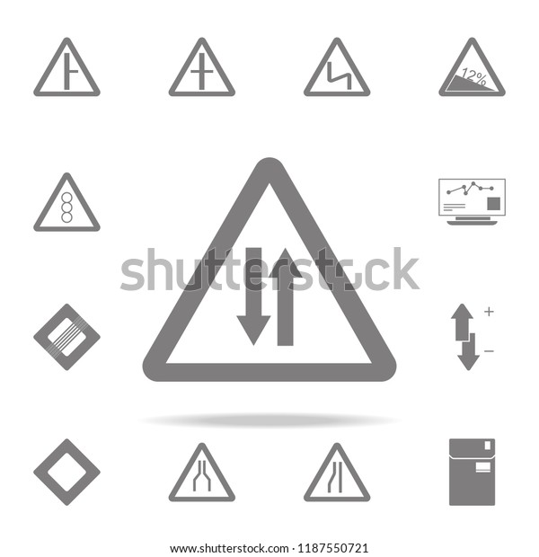 Road Sign Warning Two Way Traffic icon. web\
icons universal set for web and\
mobile