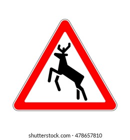 Road Sign Warning Wild Animals on White Background