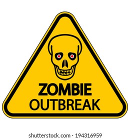 Road sign warning zombie outbreak on white background.