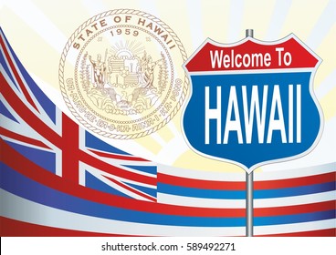 road sign Welcome to Hawaii