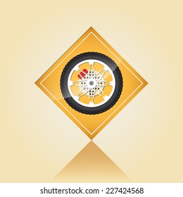 road sign which shows the wheel vector illustration