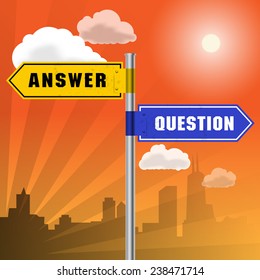 Road sign with words Answer, Question, vector illustration