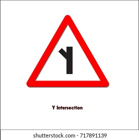Road sign, Y intersection