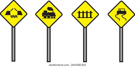 Road sign with yellow background