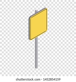 Road sign yellow square icon. Isometric 3d illustration of road sign yellow square vector icon for web