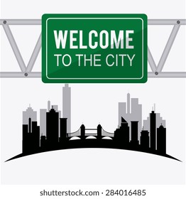 Road signals over cityscape background, vector illustration.