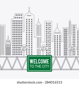 Road signals over cityscape background, vector illustration.