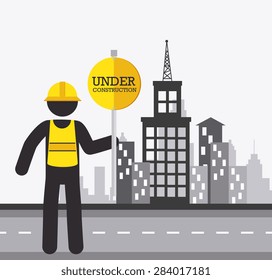 Road signals over cityscape background, vector illustration.