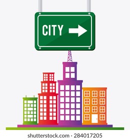Road signals over cityscape background, vector illustration.