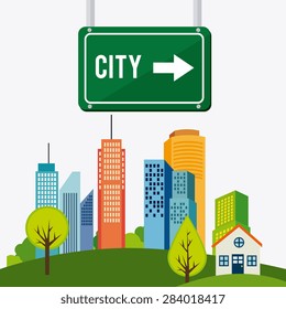Road signals over cityscape background, vector illustration.