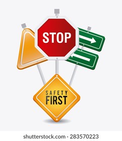 Road signals over white background, vector illustration.