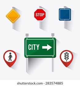 Road signals over white background, vector illustration.