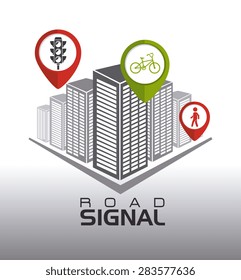 Road signals over white background, vector illustration.