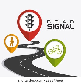 Road signals over white background, vector illustration.