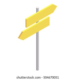 Road signpost icon. Isometric 3d illustration of road signpost vector icon for web