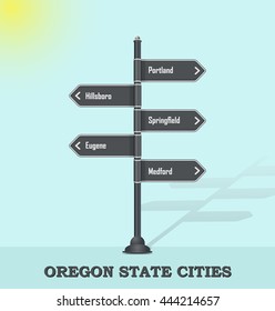 Road signpost template for USA towns and cities - Oregon state