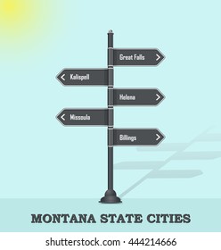 Road signpost template for USA towns and cities - Montana state