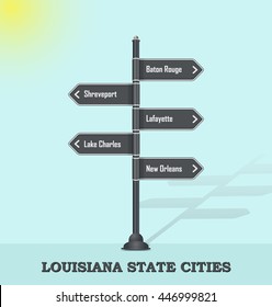 Road signpost template for USA towns and cities - Louisiana state