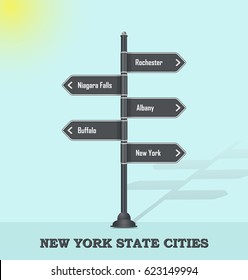 Road signpost template for USA towns and cities - New York state