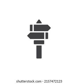 Wegweiser, Vektorsymbol. volles Flachzeichen für mobiles Konzept und Webdesign. Signpost-Richtungssymbol. Symbol, Logo-Abbildung. Vektorgrafik