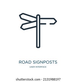 road signposts thin line icon. signpost, street linear icons from user interface concept isolated outline sign. Vector illustration symbol element for web design and apps.