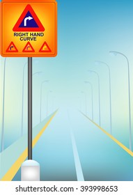 Road Sign,Right  Hand Curve
Road Sign,All elements are in separate layers color can be changed easily.     
