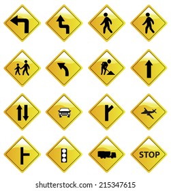 High Quality Standard Traffic Sign Collection Stock Vector (Royalty ...